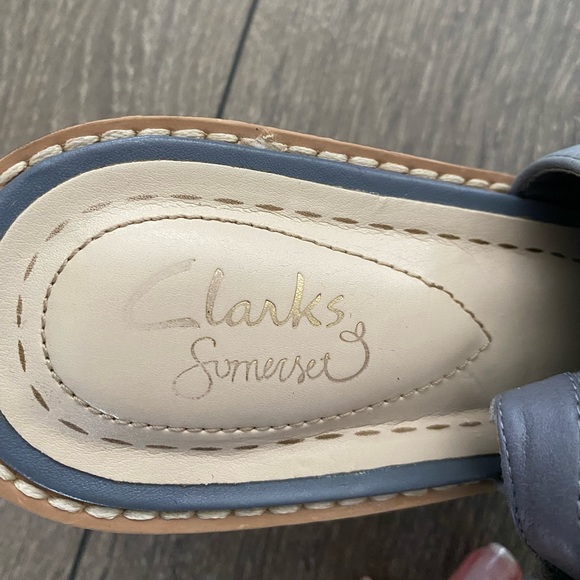 Clarks Somerset Glacier Blue Grey Suede Sandals - Picture 6 of 8